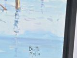 a painting of a person on skis in the water