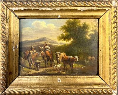 Ecole hollandaise du XIXème. Scène de bergers et troupeaux. …