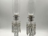 paire de bougeoirs en cristal ornés de perles de cristal