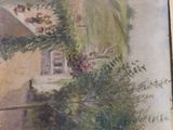 a painting on the wall of a house with a window