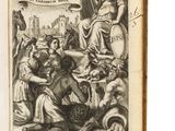 un vieux livre dont la couverture représente une femme et un homme