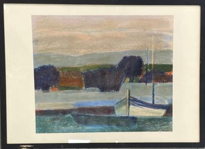 Ecole du XXe Vue de port Pastel