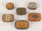 many different types of boxes that are on a white surface
