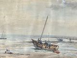 une image d'un tableau représentant un bateau dans l'eau