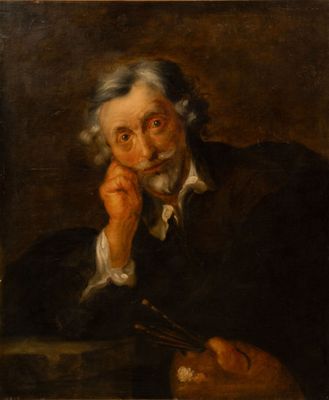 Ecole du XVIIIe siècle. Autoportrait d'un peintre anonyme Hu… - Photo 1