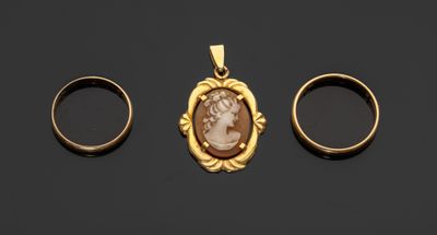 Broche Ou Pendentif Camée Ancien Avec Profil De Jeune Fille - Bijou Vintage D'occasion