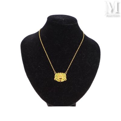 Collier émail Collier en or jaune 18K (750°/°°) la chaîne à … - Photo 1