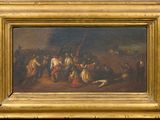 an oil painting of a group of people in a field