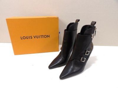 bottines en cuir noir Louis Vuitton