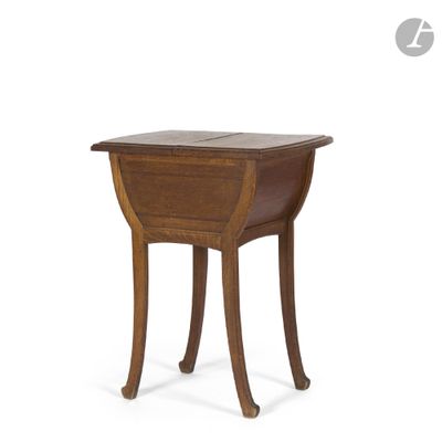 an image of a small wooden table with a drawer on it