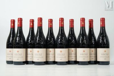 six bottles of wine lined up in a row on a table