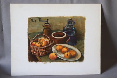 Max TOUTAIN (1935-2006) "Nature morte aux abricots"