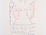 une image représentant le dessin d'une femme avec un oiseau sur la tête