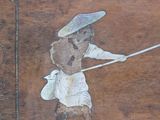 a drawing of a teddy bear with a hat and a cane