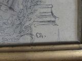 a picture of a drawing of a woman sitting on a bench