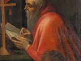 an image of a painting of a man with a book and a lion