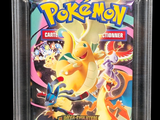 a close up of a pokemon trading card in a plastic holder