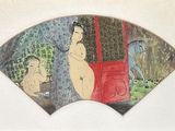 une photo d'un tableau représentant une femme tenant un éventail