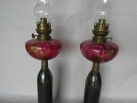 Paire de lampes à pétrole fut guerre de 1914-1918 monture br… (photo 4)
