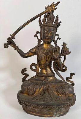 Manjushri en bronze. Haut : 29 cm.
