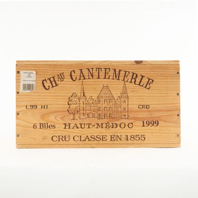 a wooden box with a wine label on it