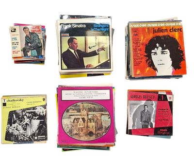 de nombreux types de disques vinyles sur un fond blanc