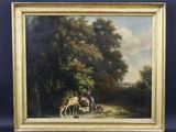 une image représentant un tableau d'un homme à cheval avec un troupeau de chevaux