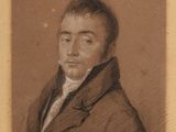 portrait d'un homme vêtu d'un manteau marron et d'une chemise blanche