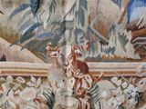 a painting of a giraffe and a bird on a wall