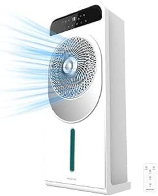 a white air conditioner with a blue light coming out of it