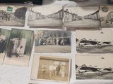 several old black and white photos of men and women on a bed