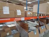 many boxes on the shelves in the warehouse