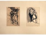 deux dessins en noir et blanc représentant une femme et un homme