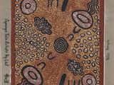 an image of a painting of a group of people on a brown surface