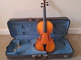 un violon posé sur le sol dans un étui