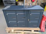 a large metal cabinet sitting on a pallet