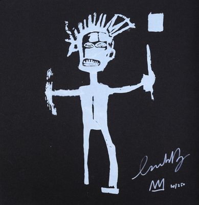 a black and white drawing of a person holding a knife