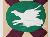 une image représentant un oiseau sur un fond vert et marron