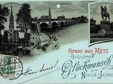 une vieille carte postale représentant un pont et une statue