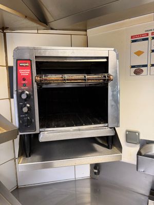 an image of a commercial kitchen with a toaster oven