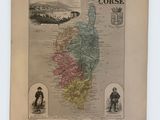 an old map of france with a picture of a man and a dog