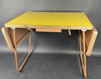 Table de pique-nique pliante en métal et formica jaune, étiq…