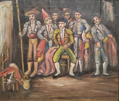 un tableau représentant un groupe de personnes dans un cirque