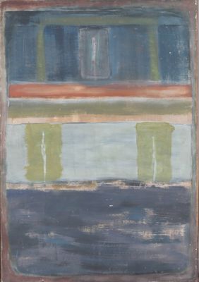 une image représentant un tableau aux couleurs bleue, verte et marron