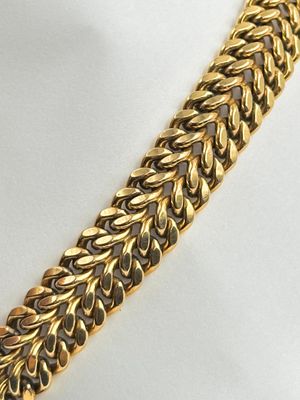 BRACELET en or jaune 585 mil. double maille gourmette fermoir avec cha - Photo 1