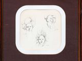 a drawing of a woman ' s head with four different angles