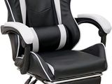 une chaise de bureau noire et blanche sur fond blanc