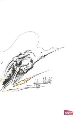 Philippe Bigotto - "Le regard noir" - Dessin original sur fe…