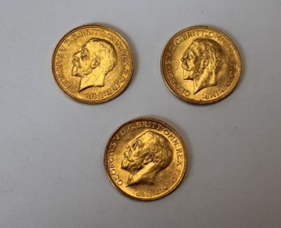 Trois SOUVERAIN en or datées1928/1929/1930 - Photo 1