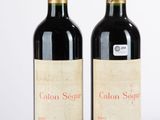 deux bouteilles de vin rouge posées l'une à côté de l'autre sur une surface blanche